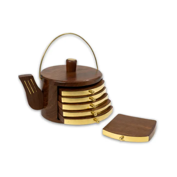 Decorative_Wooden_Teapot_Coaster_Set_With_Brass_Toned_Accents