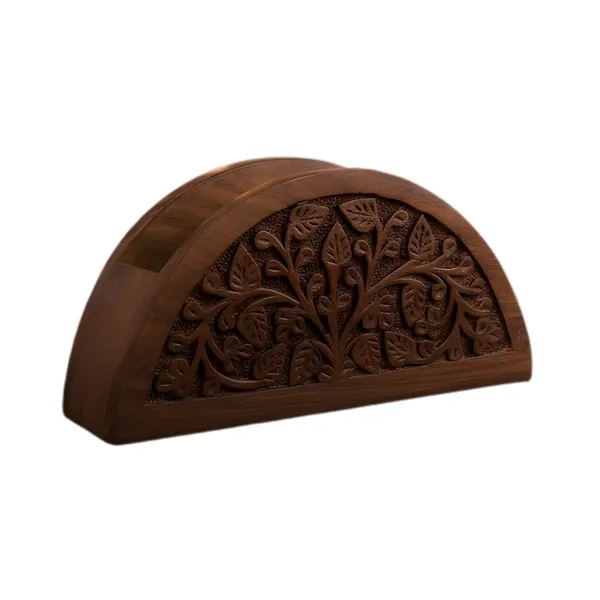 Handcrafted_Wooden_Tissue_Holder_With_Intricate_Floral_Carving_Brown