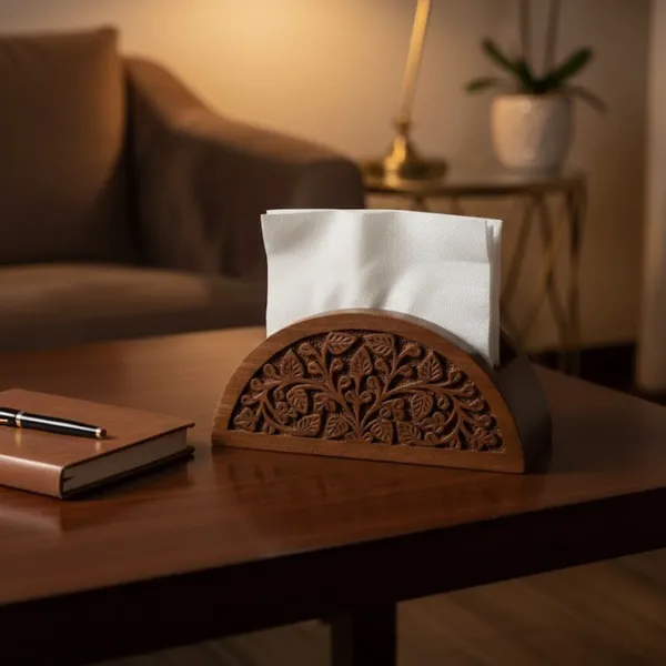 Handcrafted_Wooden_Tissue_Holder_With_Intricate_Floral_Carving_Brown