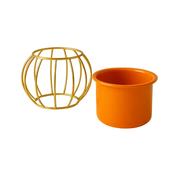 Modern_Gold_Wire_Basket_&_Orange_Planter_Set_With_Brass_Vase_Decorative_Home_Decor_Combo