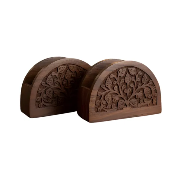 Wooden_Napkin_Holder_Set_With_Floral_Carving_Brown_Set_Of_2