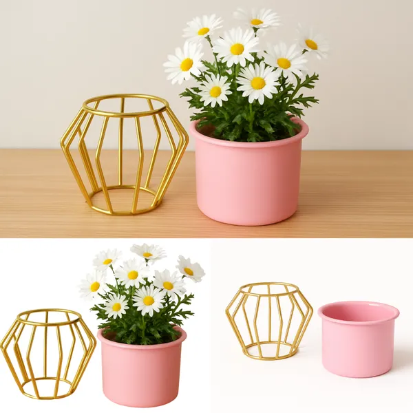 Pink_&_Gold_Geometric_Wire_Planter_with_Ceramic_Pot