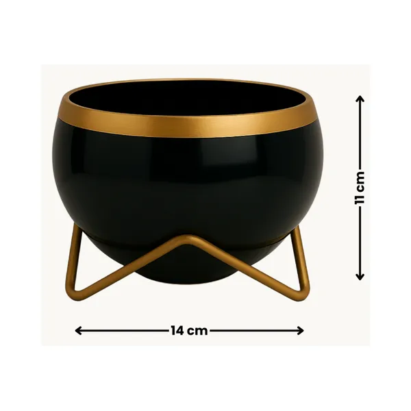 Black_&_Gold_Metal_Planter_Bowl_With_Stand_Modern_Decorative_Plant_Pot