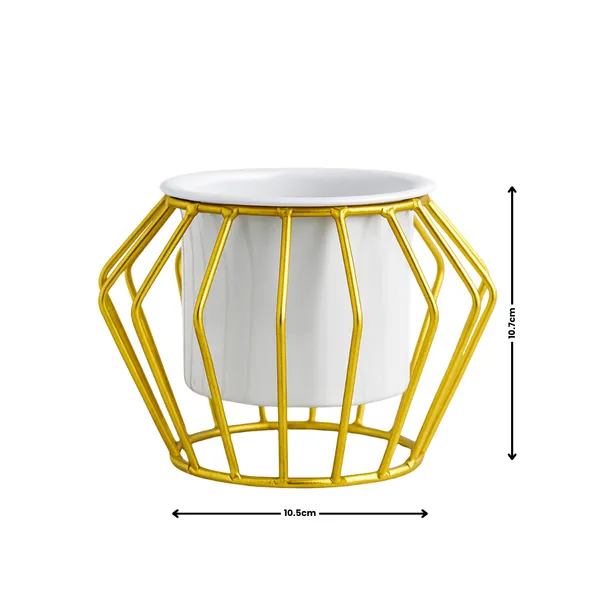 White_Ceramic_Planter_With_Gold_Geometric_Wire_Stand