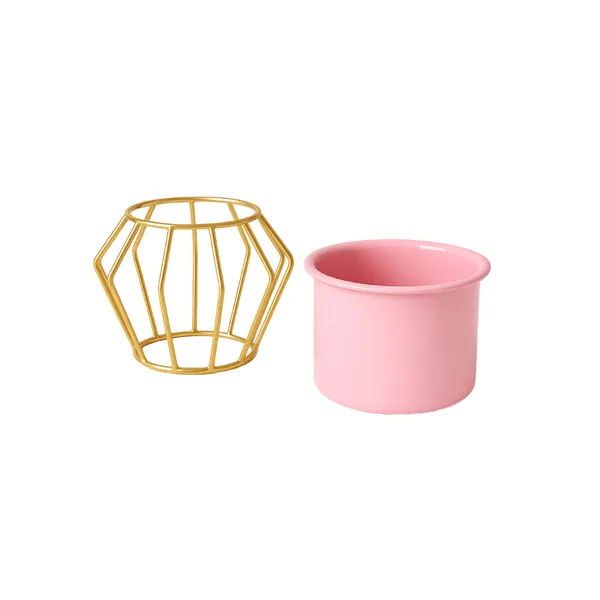Pink_&_Gold_Geometric_Wire_Planter_with_Ceramic_Pot