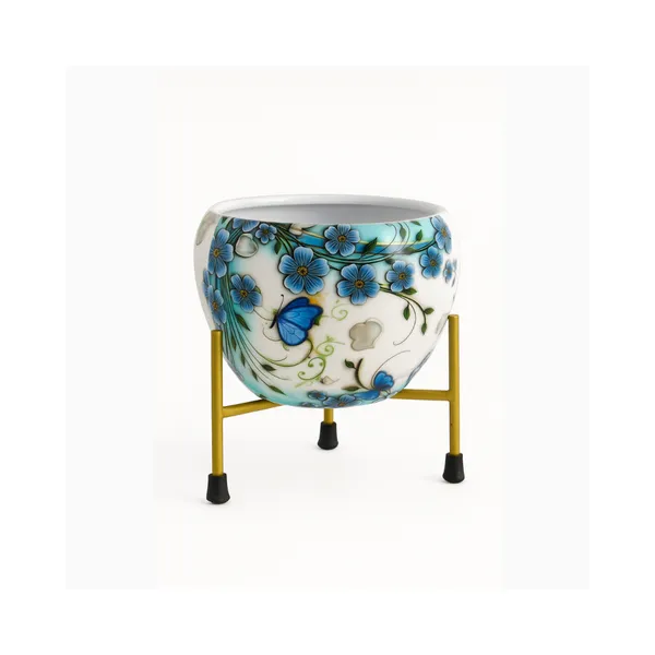 Hand_Painted_Ceramic_Flower_Vase_With_Butterfly_And_Floral_Design