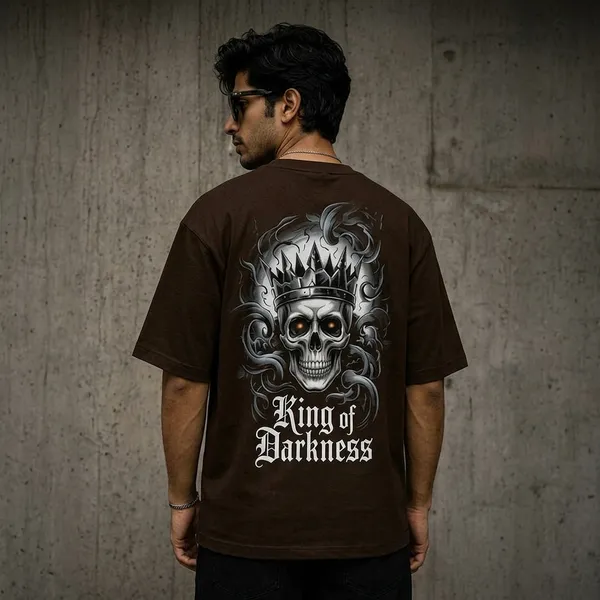 Brown_Cotton_Oversized_King_Of_Darkness_Skull_Print_T-Shirt_For_Men
