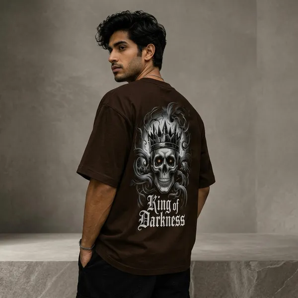 Brown_Cotton_Oversized_King_Of_Darkness_Skull_Print_T-Shirt_For_Men