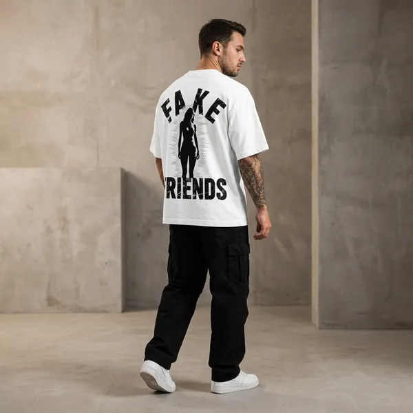 White_Cotton_Oversized_Fake_Friends_Graphic_T-Shirt_For_Men