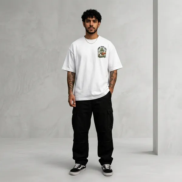 White_Cotton_Oversized_Grow_Your_Luck_Graphic_T-Shirt_For_Men