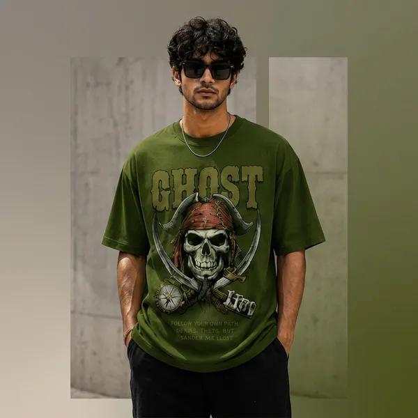 Avocado_Green_Ghost_Pirate_Skull_Graphic_Oversized_T-Shirt