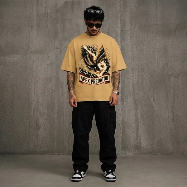 Beige_Cotton_Apex_Predator_Oversized_T-Shirt_For_Men