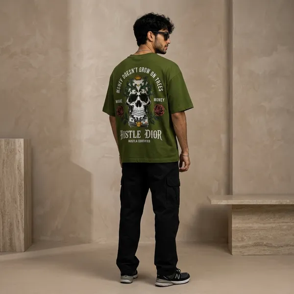 Olive_Green_Cotton_Oversized_Printed_T-Shirt_For_Men