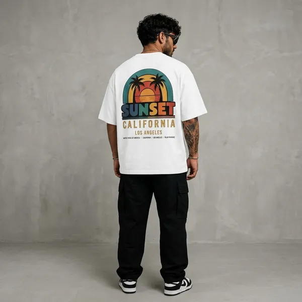 White_Cotton_Sunset_California_Graphic_Print_Oversized_T-Shirt