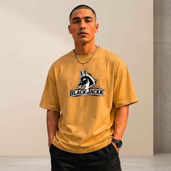 Beige_Blackjack_Logo_Print_Oversized_T-Shirt_For_Men