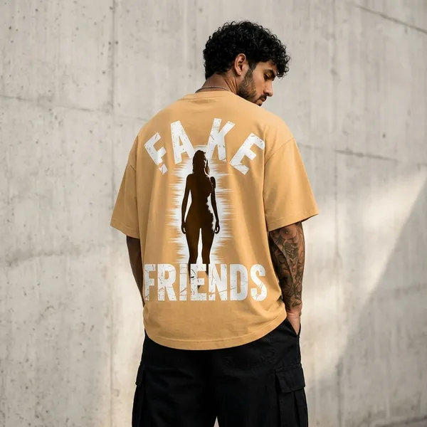 Beige_Cotton_Oversized_Fake_Friends_Graphic_T-Shirt_For_Men