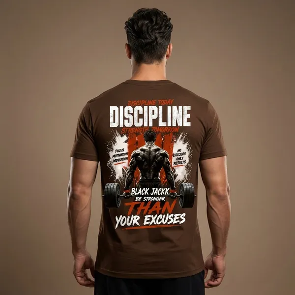 Brown_Graphic_Print_Discipline_Motivational_T-Shirt_For_Men