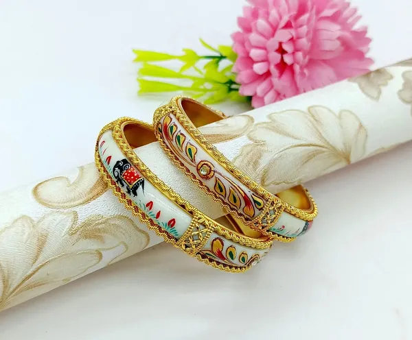 Hand_Painted_Elephant_Bangles_-_Gold_Plated_Bridal_Chura_Set_-Rajwada_Bangles_-_Traditional_Wedding_Bracelets