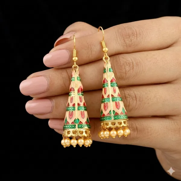 Hand_Painted_Jhumka_Earrings_|_Indian_Enamel,_Pearl_Dangle