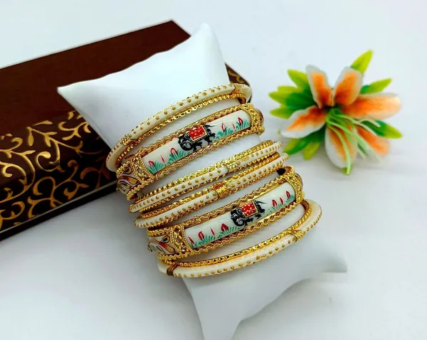 Hand_Painted_Elephant_Bangles_-_Gold_Plated_Bridal_Chura_Set_-Rajwada_Bangles_-_Traditional_Wedding_Bracelets