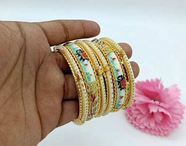 Hand_Painted_Elephant_Bangles_-_Gold_Plated_Bridal_Chura_Set_-Rajwada_Bangles_-_Traditional_Wedding_Bracelets
