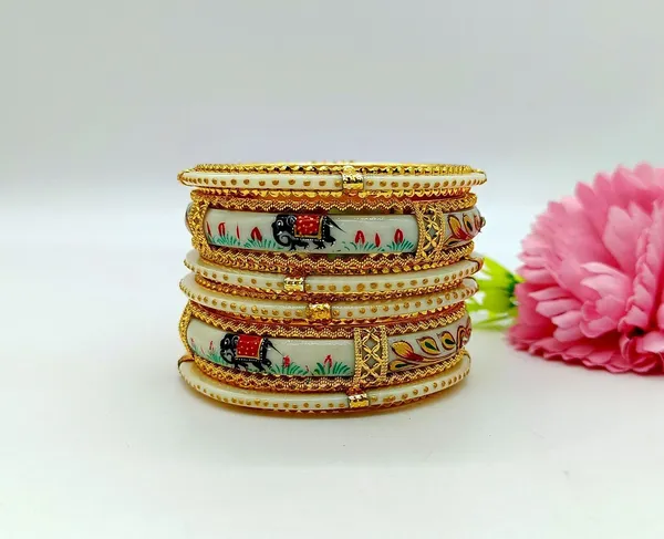 Hand_Painted_Elephant_Bangles_-_Gold_Plated_Bridal_Chura_Set_-Rajwada_Bangles_-_Traditional_Wedding_Bracelets