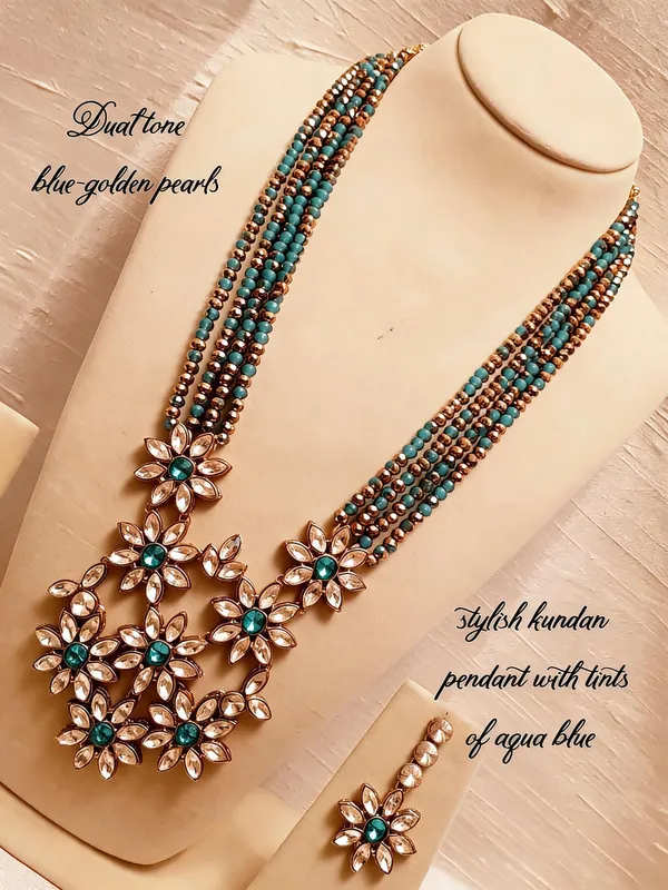 Gold_And_Blue_Jewellery_Set_Alloy_For_Women_Pack_Of_1