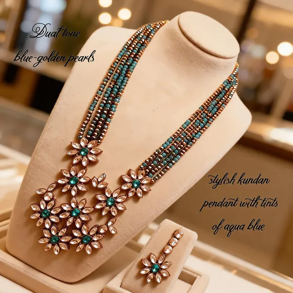 Gold_And_Blue_Jewellery_Set_Alloy_For_Women_Pack_Of_1