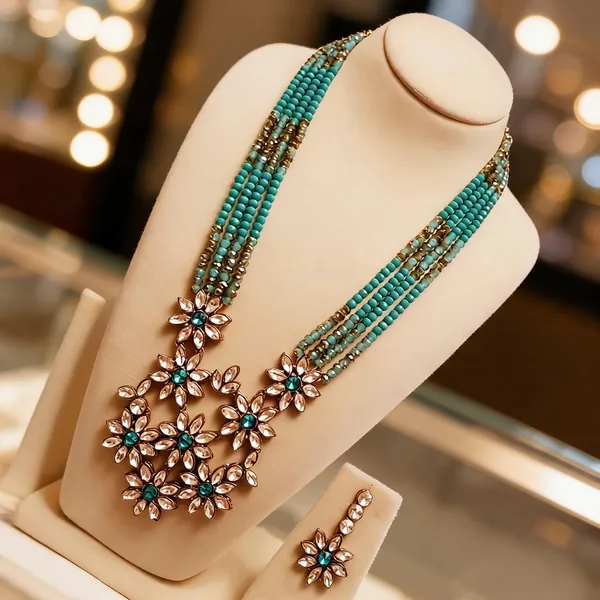 Green_And_Blue_Jewellery_Set_Alloy_For_Women_Pack_Of_1