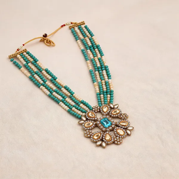 Green_And_White_Layered_Necklace_Alloy_For_Unisex_Pack_Of_1