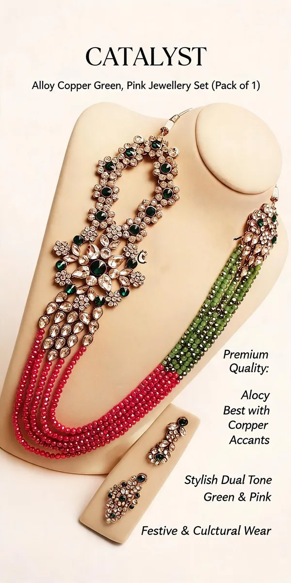 Green_And_Pink_Jewellery_Set_Alloy_For_Women_Pack_Of_1