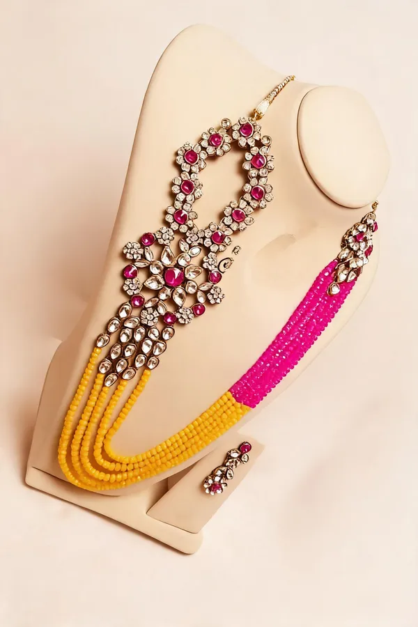 Yellow_And_Pink_Jewellery_Set_Alloy_For_Women_Pack_Of_1