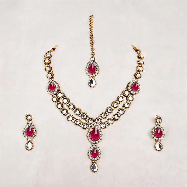 Pink_And_Silver_Jewellery_Set_Alloy_For_Women_Pack_Of_1