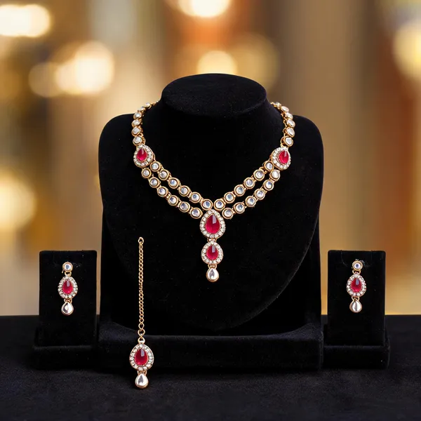 Pink_And_Silver_Jewellery_Set_Alloy_For_Women_Pack_Of_1
