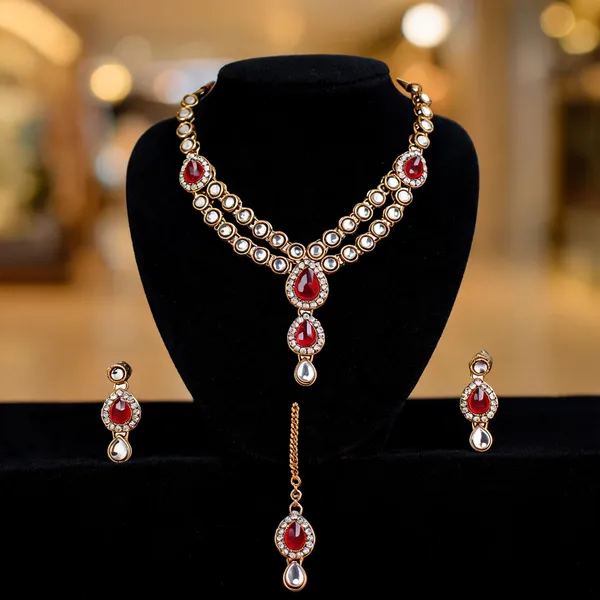 Red_And_White_Jewellery_Set_Alloy_For_Women_Pack_Of_1