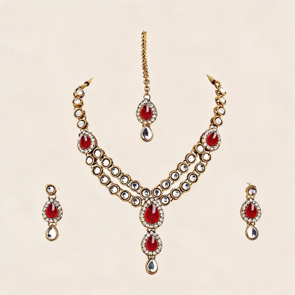 Red_And_White_Jewellery_Set_Alloy_For_Women_Pack_Of_1
