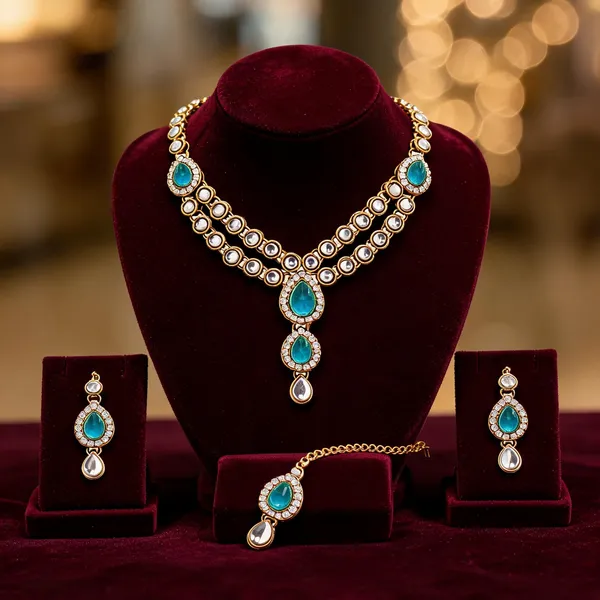 Blue_And_Gold_Jewellery_Set_Alloy_For_Women_Pack_Of_1