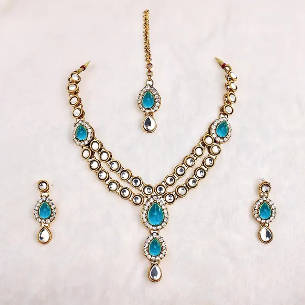Blue_And_Gold_Jewellery_Set_Alloy_For_Women_Pack_Of_1