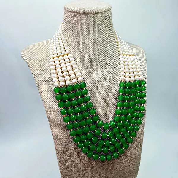 White_And_Green_Layered_Necklace_Alloy_For_Unisex_Pack_Of_1