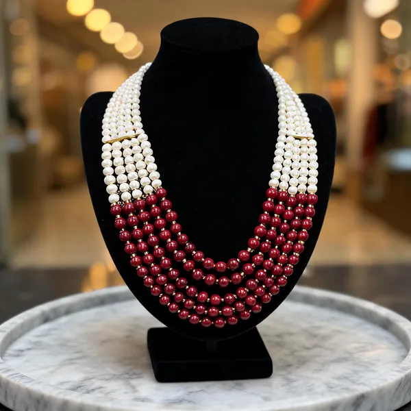 White_Layered_Necklace_Alloy_For_Unisex_Pack_Of_1