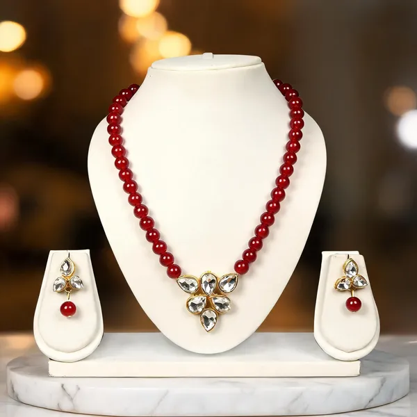 White_And_Red_Jewellery_Set_Alloy_For_Women_Pack_Of_1