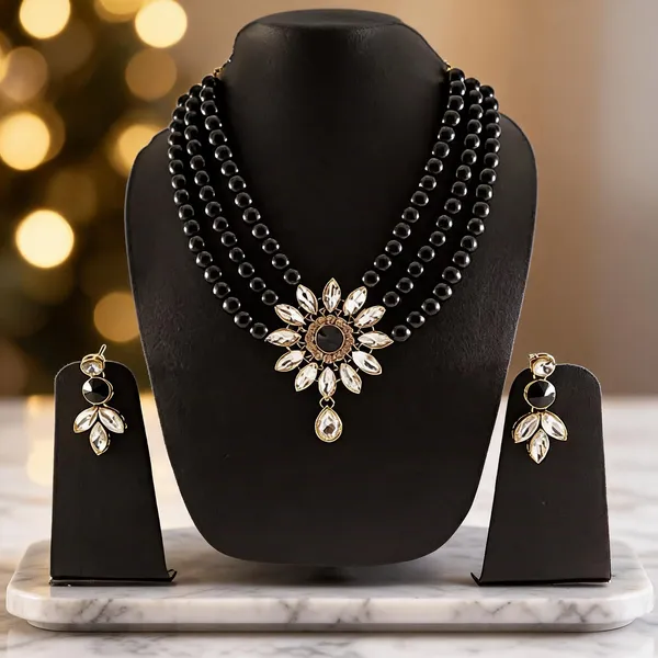 Black_And_White_Jewellery_Set_Alloy_For_Women_Pack_Of_1