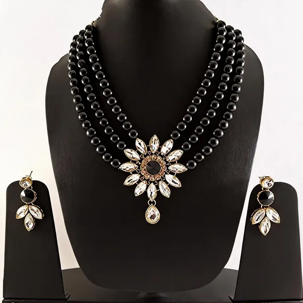 Black_And_White_Jewellery_Set_Alloy_For_Women_Pack_Of_1