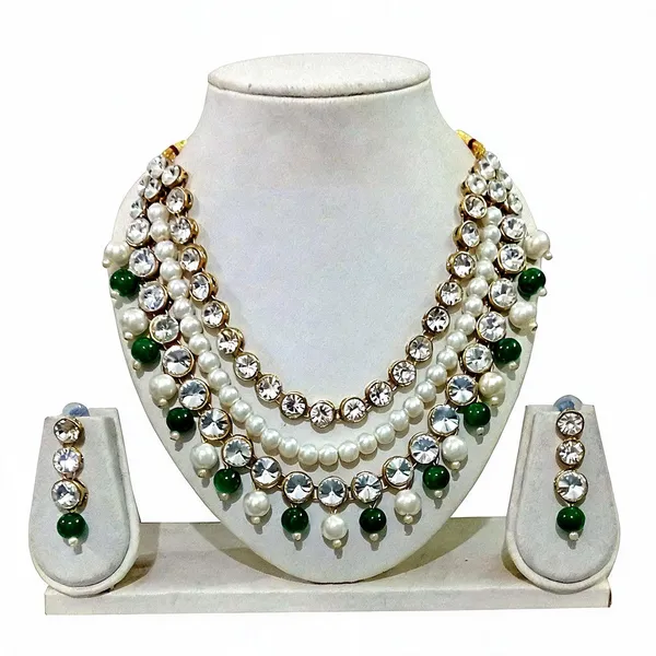 Green_And_White_Jewellery_Set_Alloy_For_Women_Pack_Of_1