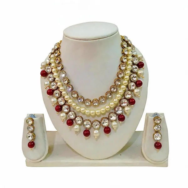 Maroon_And_White_Jewellery_Set_Alloy_For_Women_Pack_Of_1
