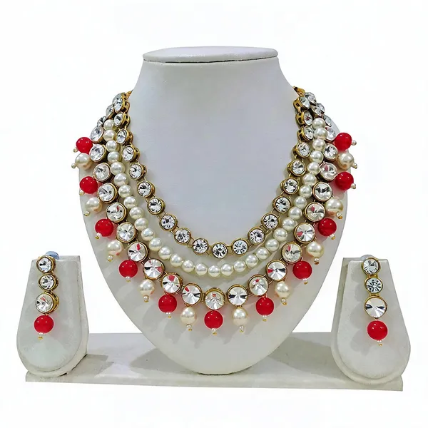 White_And_Red_Jewellery_Set_Alloy_For_Women_Pack_Of_1