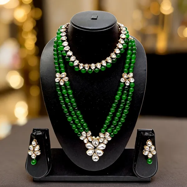 Green_And_White_Jewellery_Set_Alloy_For_Women_Pack_Of_1