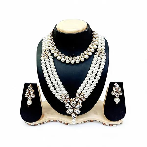 White_And_Silver_Jewellery_Set_Alloy_For_Women_Pack_Of_1