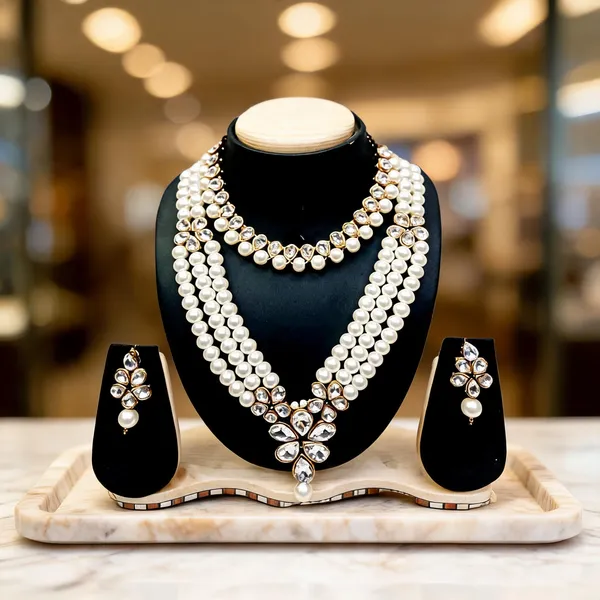 White_And_Silver_Jewellery_Set_Alloy_For_Women_Pack_Of_1