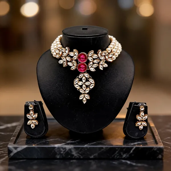 Pink_And_Silver_Jewellery_Set_Alloy_For_Women_Pack_Of_1